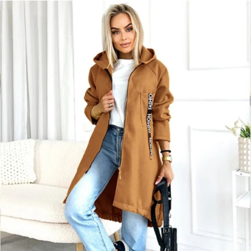 Violet – Lange jas met ritssluiting en capuchon