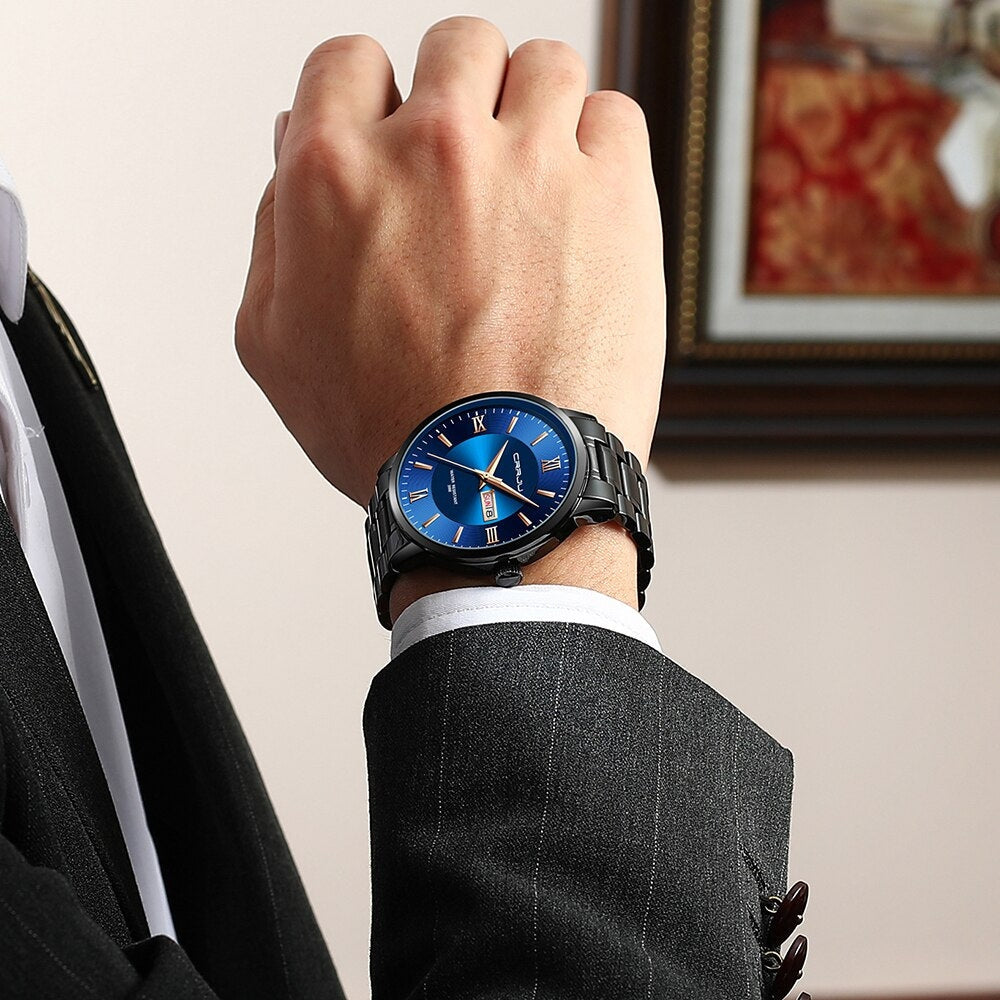 Ethan – Strak horloge met meerdere wijzerplaten, sportieve wijzerplaat en gepolijste verstelbare band