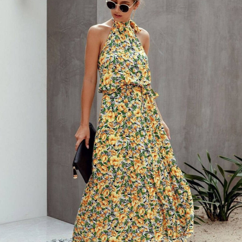 Hailey – Mouwloze maxi-jurk met bloemenprint