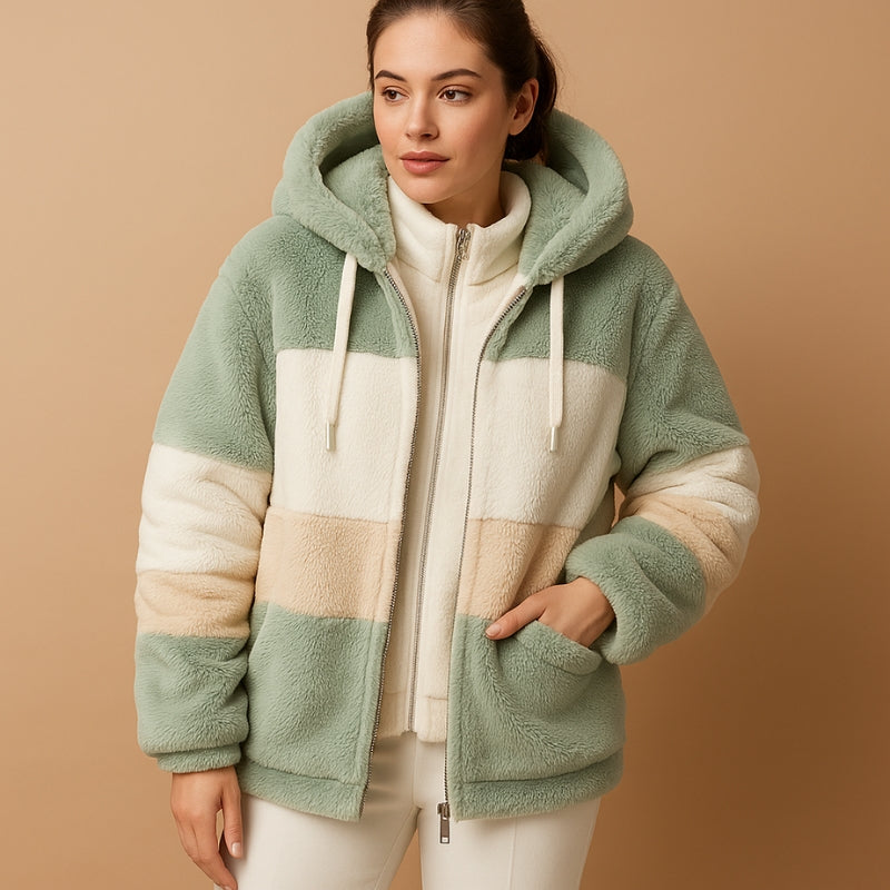 Violet - Lange Mouw Hooded Jas met Rits en Verstelbare Kap