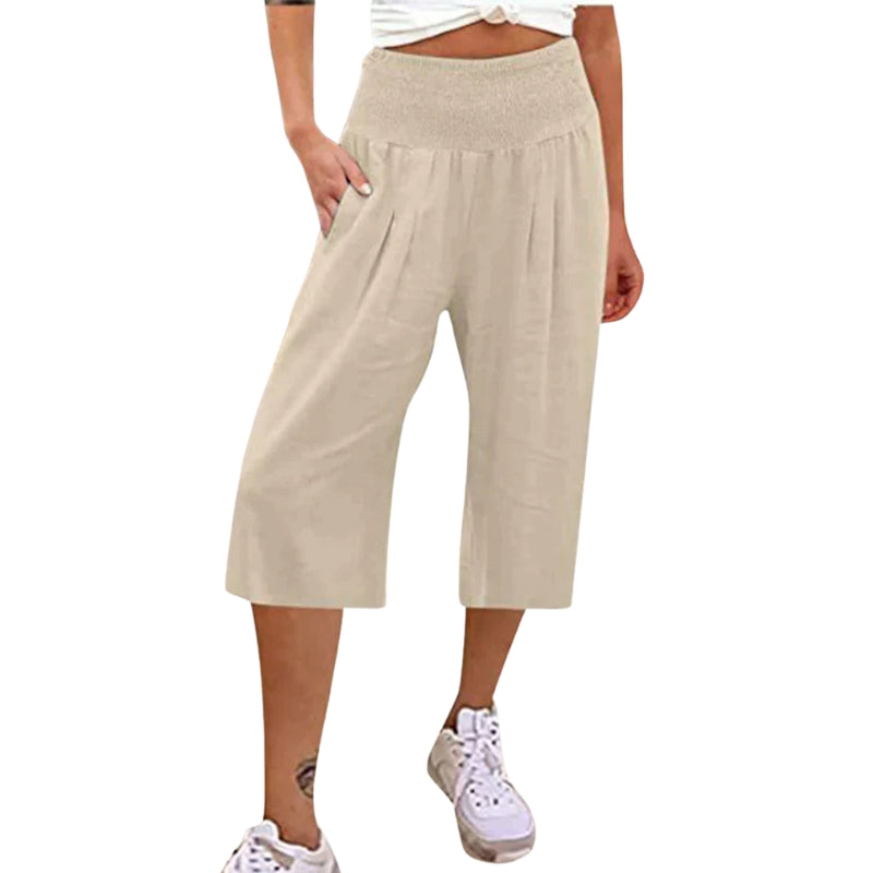 Emily - Hoge Taille Shorts met Zakjes en Wijde Pijpen