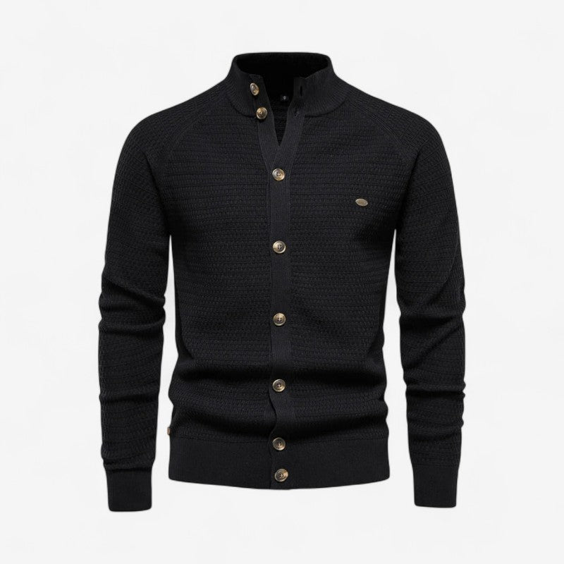 Malcolm - Lange Mouw Vest met Opstaande Kraag en Knoopsluiting