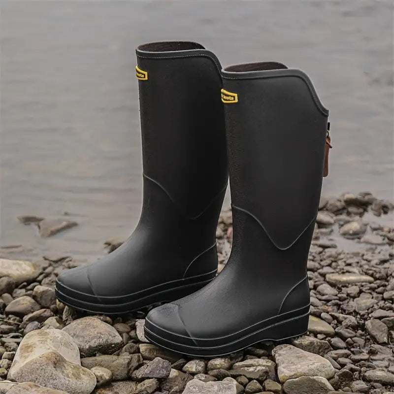 Blina – Kniehoge regenlaarzen met getextureerde zool en stijlvolle rits