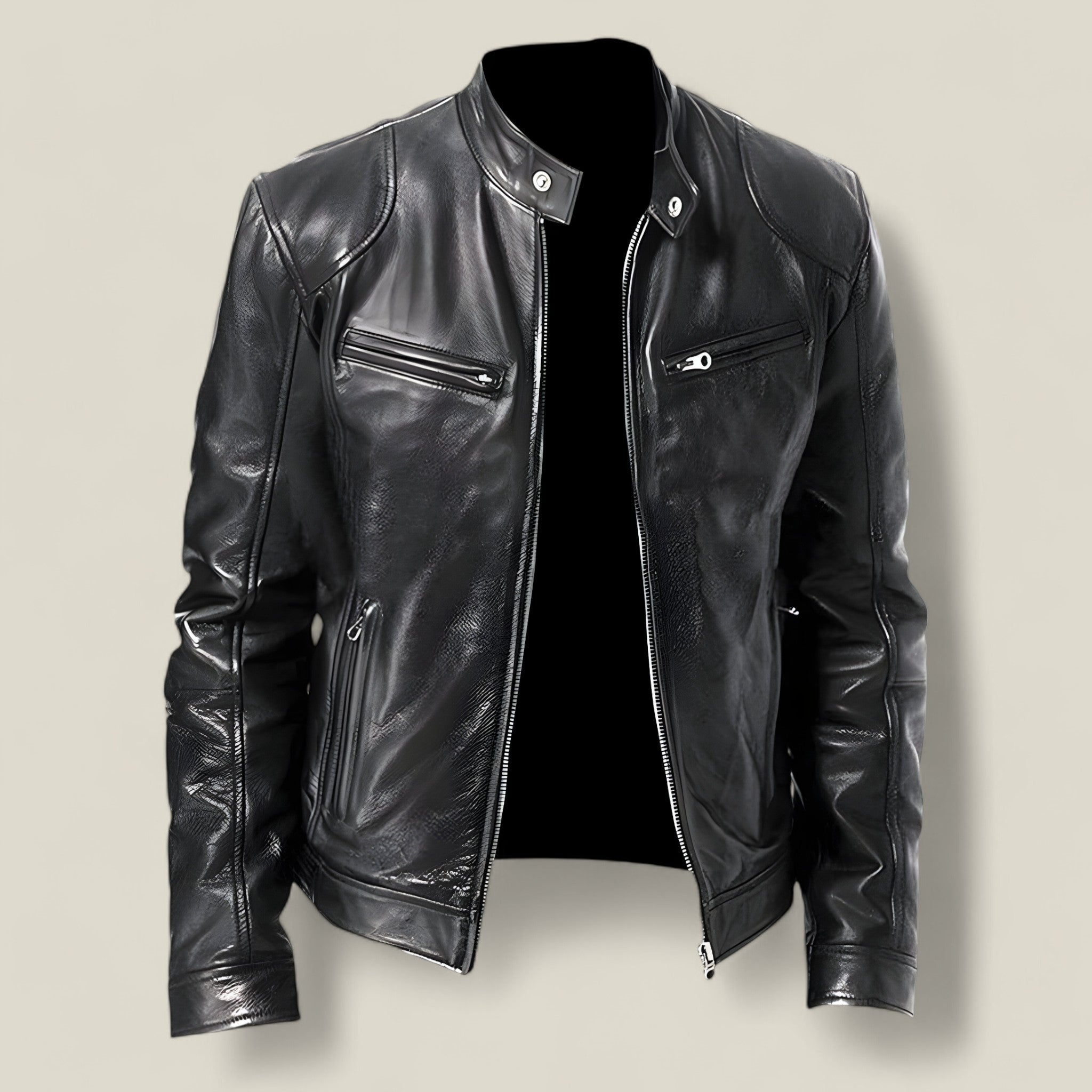 Basile - Strakke motorjas met slim fit en opvallend urban design