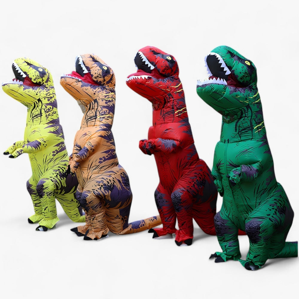 DinoFun – Opblaasbaar T Rex kostuum met riem en hilarisch oversized ontwerp