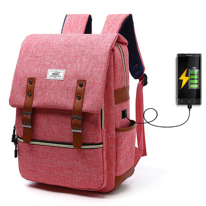 UrbanRetro - Verstelbare rugzak met riem en USB-oplaadpoort