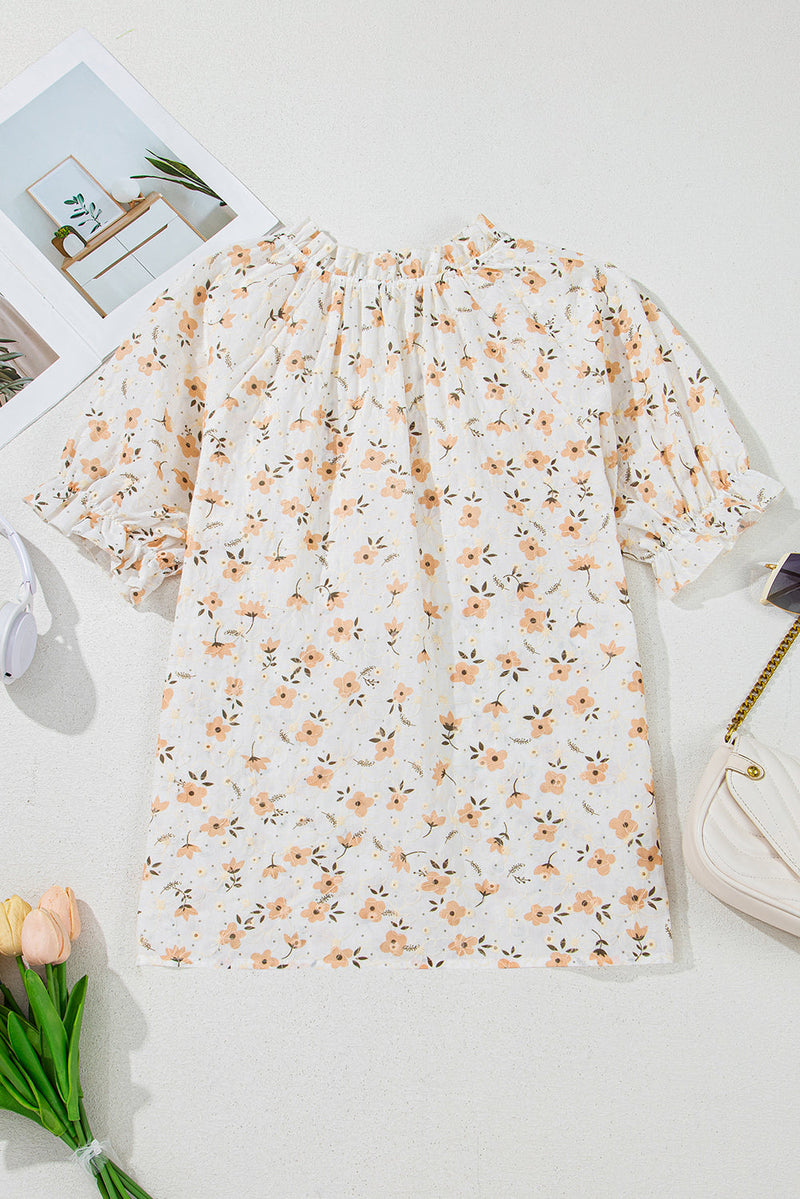 Anna - Elegante V-hals Blouse met Bloemenprint