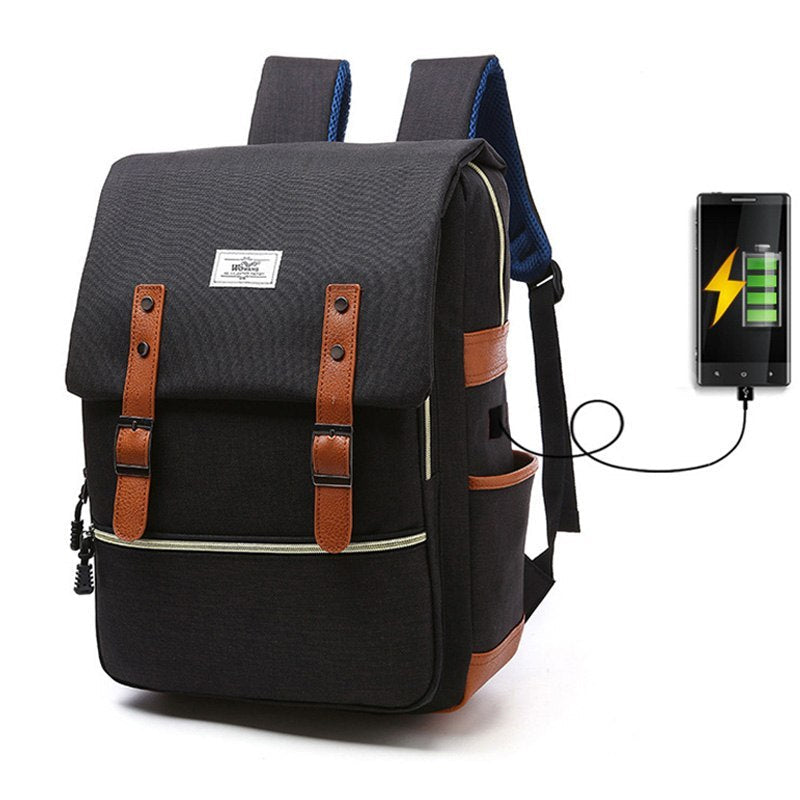 UrbanRetro - Verstelbare rugzak met riem en USB-oplaadpoort
