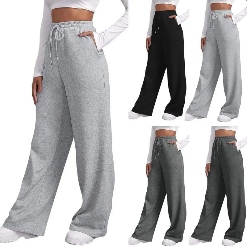 Maria - Comfortabele Sweatbroek met Brede Benen, Elastische Tailleband en Zakken