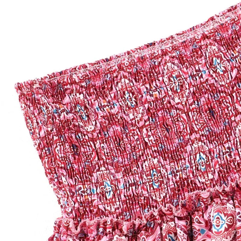 Shahed - Korte rok met ruches en bloemenprint