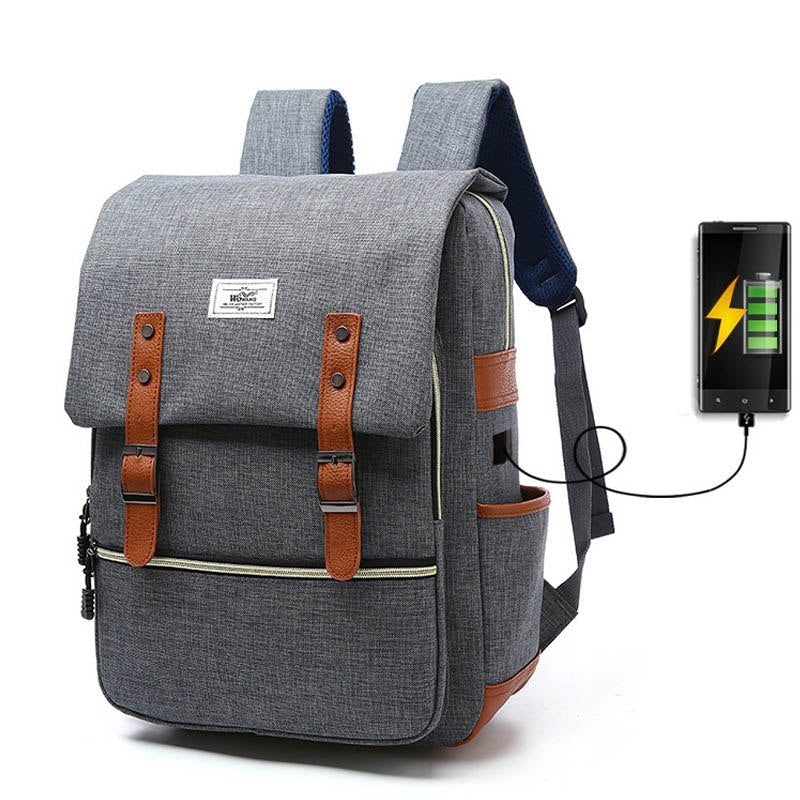 UrbanRetro - Verstelbare rugzak met riem en USB-oplaadpoort
