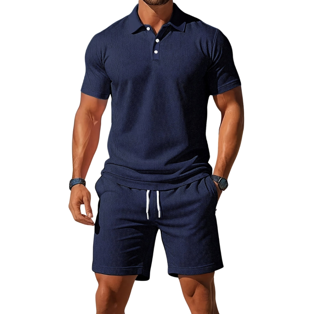 Leo - Set met Poloshirt met Korte Mouwen en Short met Verstelbare Taille