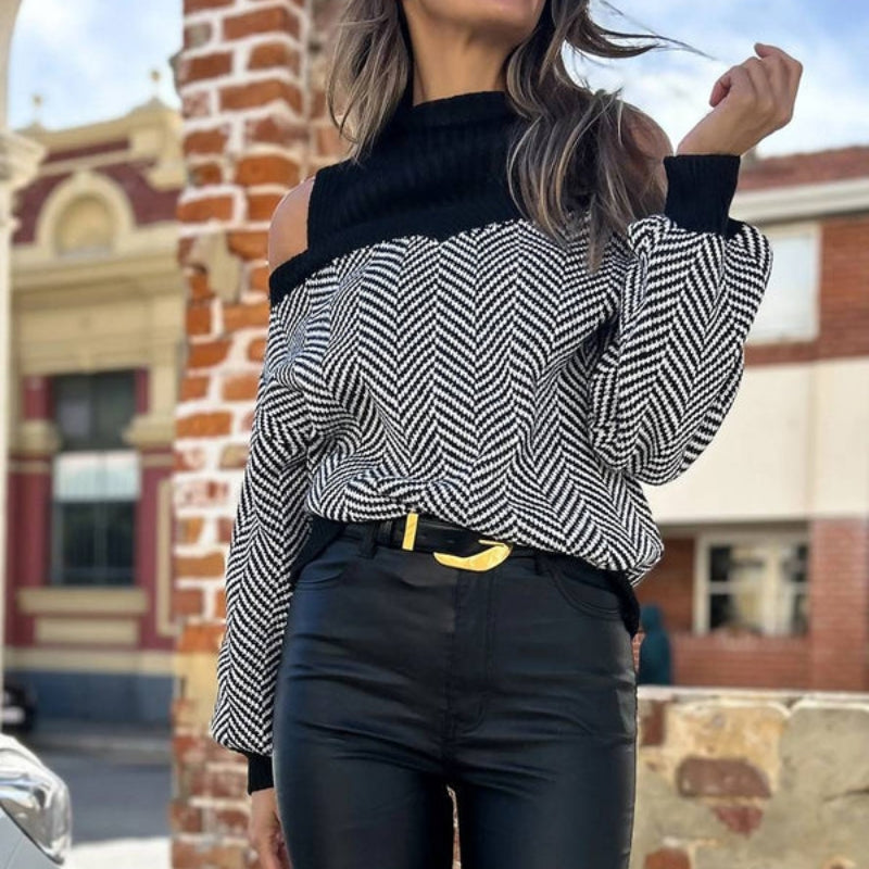 Allison - Lange Mouw Trui met Ronde Hals en Geribde Mouwen