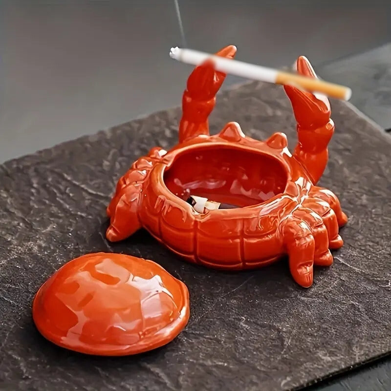 TidyCrab – Krabvormige Keramische Asbak met Deksel