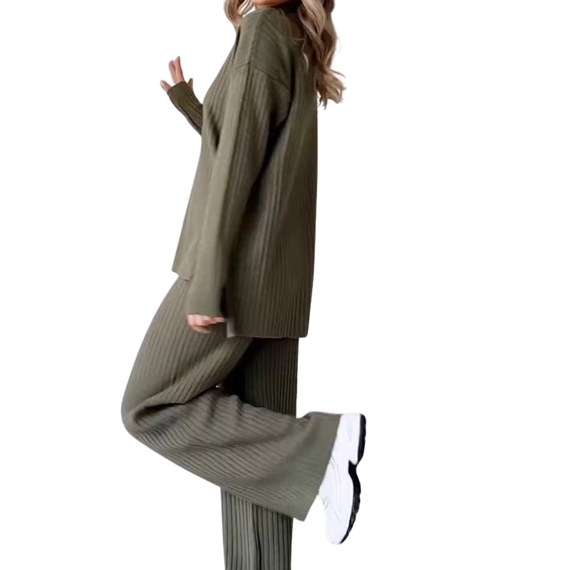 Aria – Tweedelige set met top met lange mouwen en wijdvallende broek