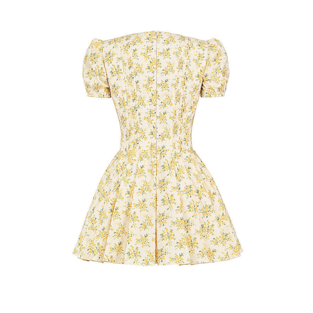 Thea - Minijurk met V-hals en korte mouwen