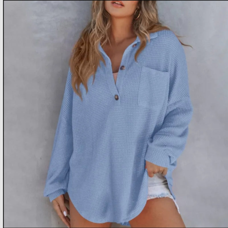 Nicole - Blouse met Lange Mouwen Knoopsluiting en Losse Pasvorm