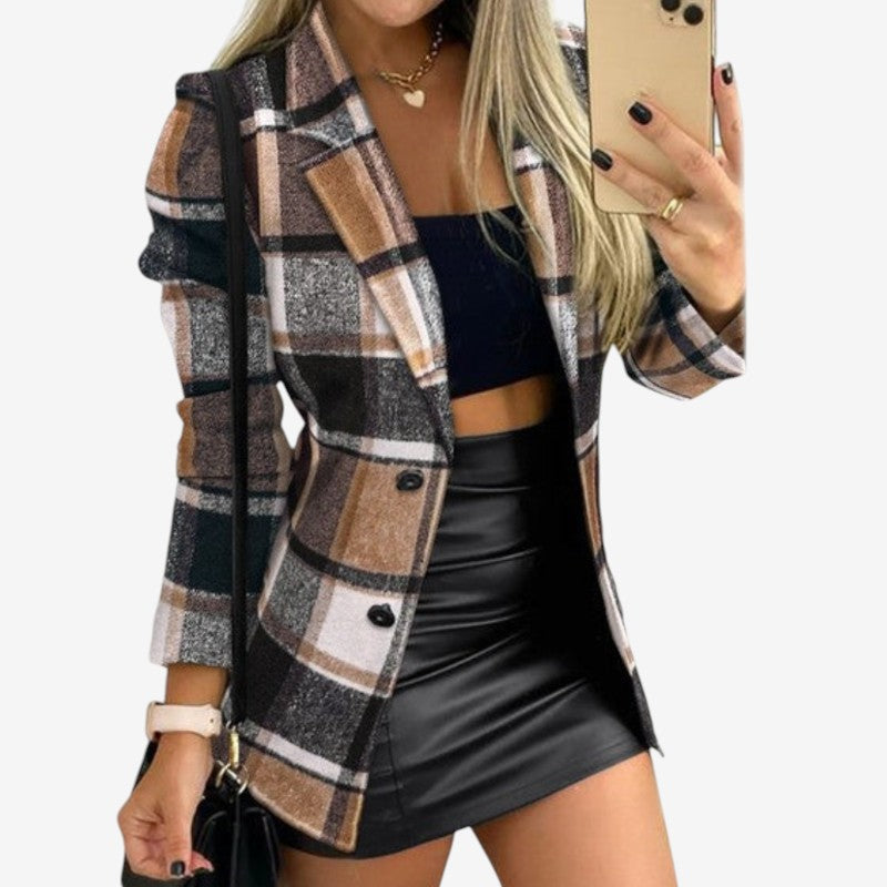 Nora – Lange Mouwen Jas met Knopen en Borstzakken