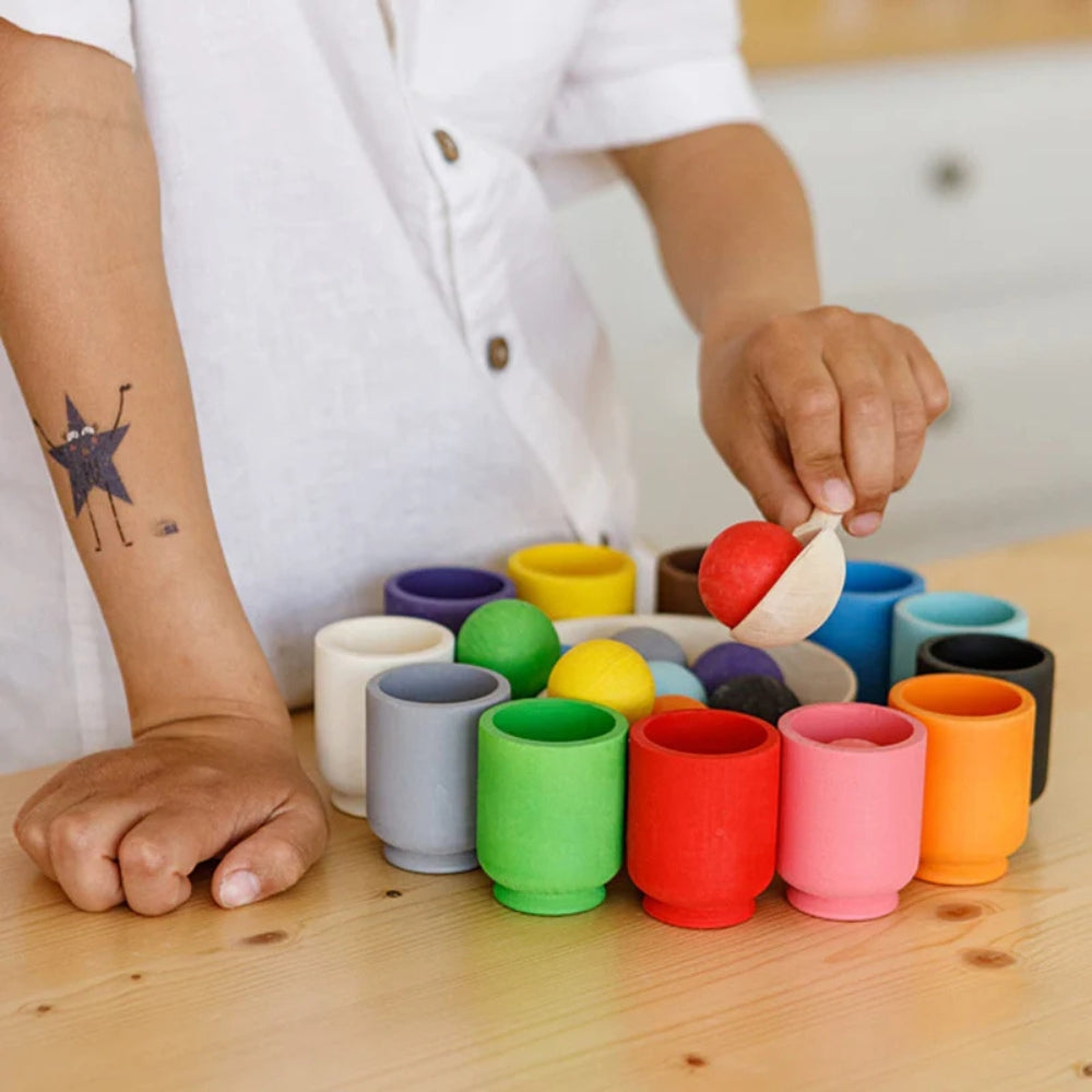 SortiPlay – Sensorisch sorteerbalspel met schepje en bijpassende bekertjes