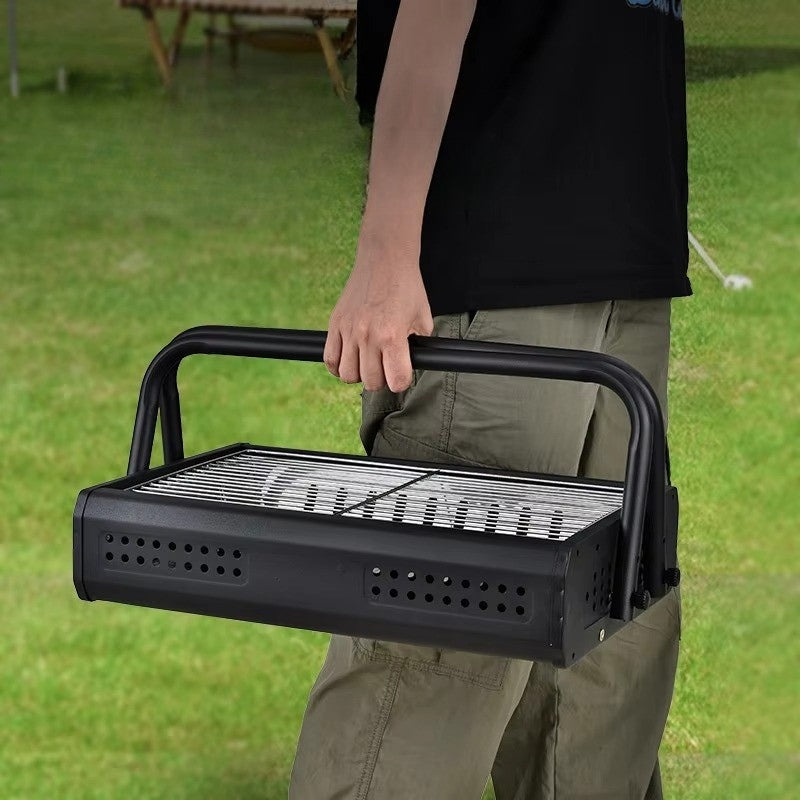GrillEase – Draagbare BBQ Grill met Opvouwbaar Ontwerp en Dubbelgebruik Handgrepen