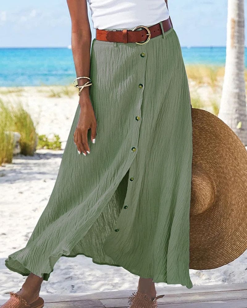 Eliana - Klassieke maxi-rok met knopen voor een tijdloze stijl