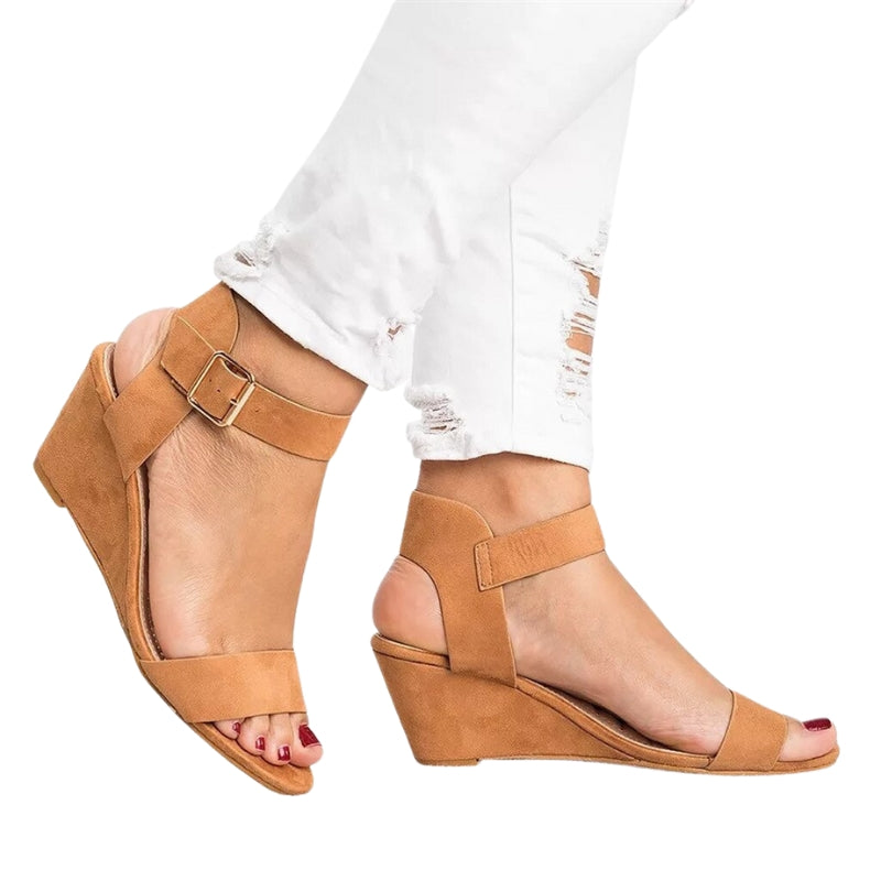 Bianca - Wedge sandalen met open teendesign en veilige enkelbanden