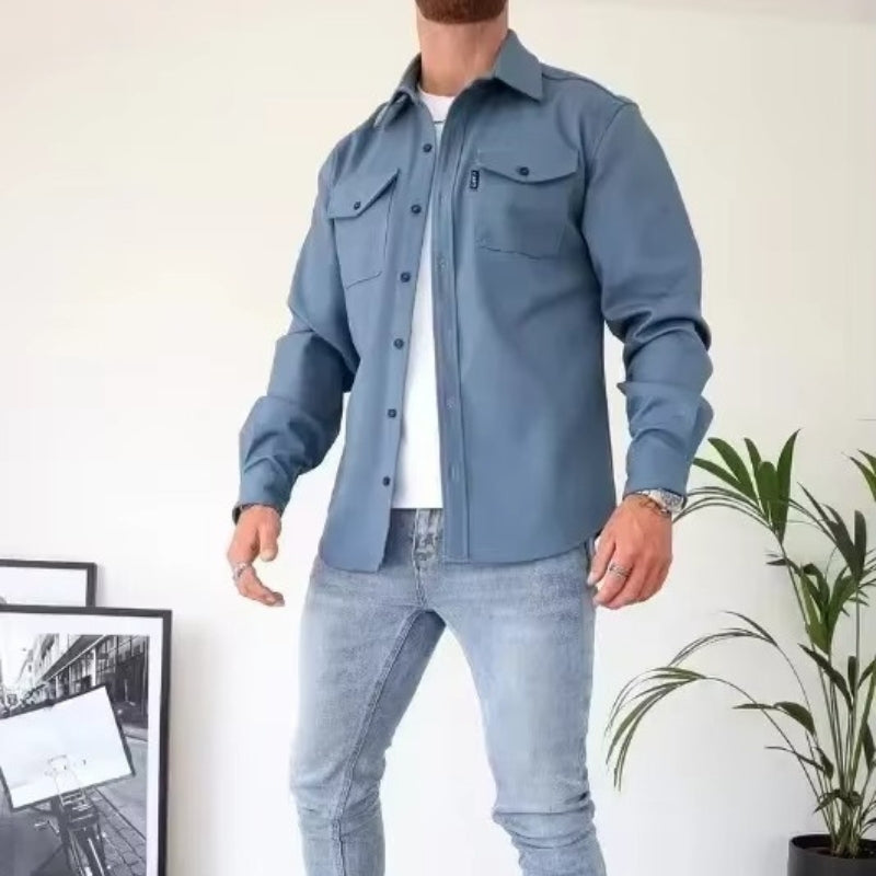 Mark – Lange Mouw Overhemd met Kraag naar beneden en Knopen