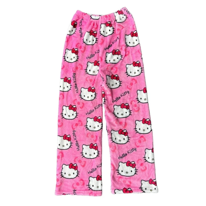 Grace - Speelse Kattenprint Broek met Relaxte Pasvorm en Elastische Tailleband
