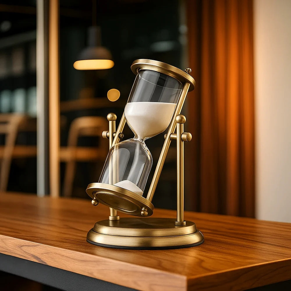 SandyFlow – Bureautimer met elegante beweging en gebalanceerde zandlopervorm
