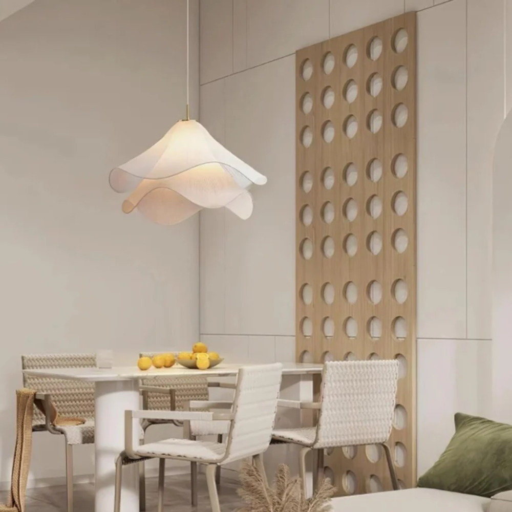 LumiWave – Textiele Plafondlamp met Gelaagde Golvende Kap