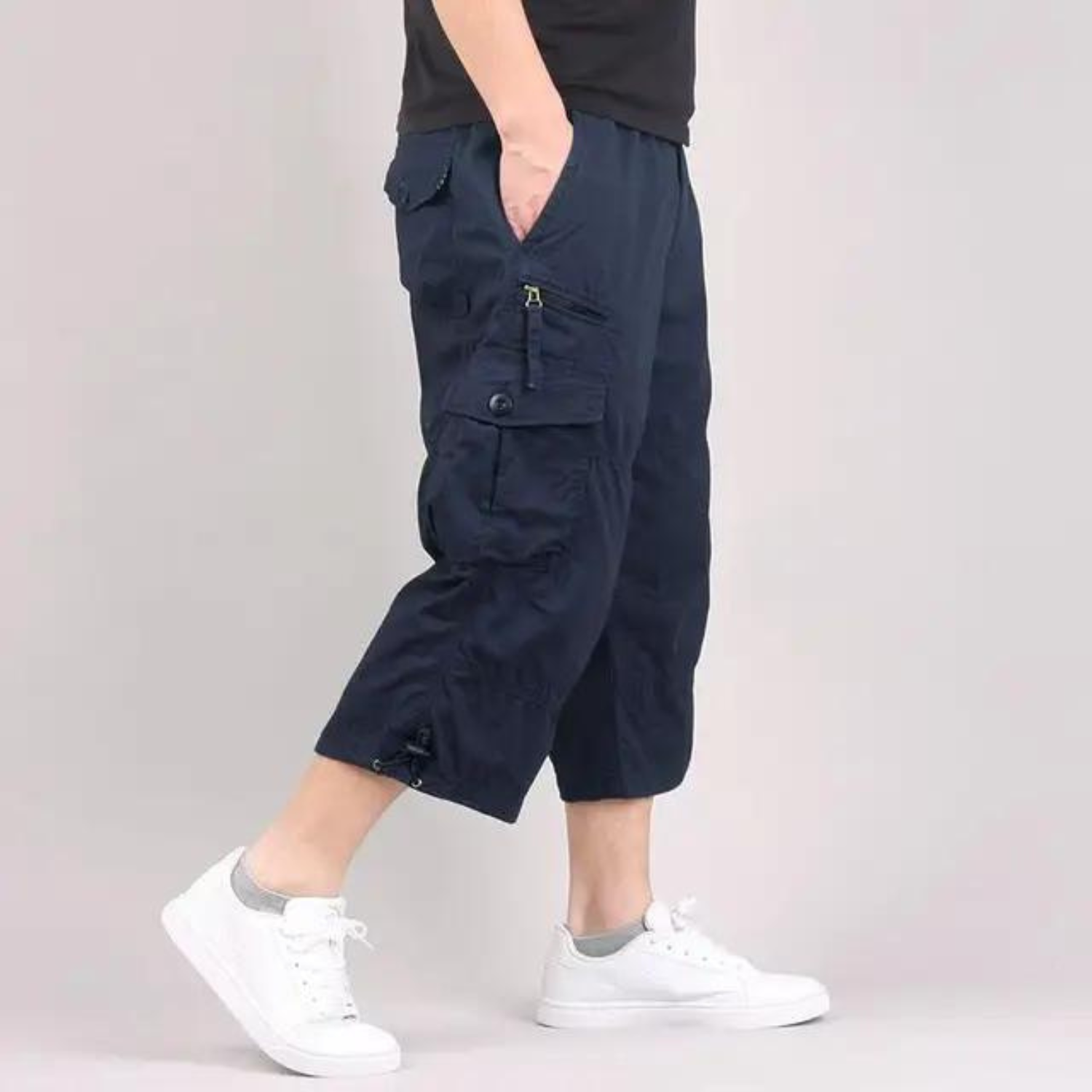 Adrian - Relaxed Lange Cargo Short met Ademend Comfort en Functionele Zakken