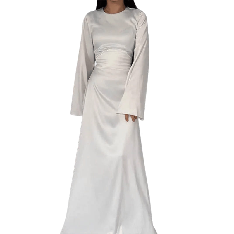 Emily – Moderne Maxi Jurk met Lange Mouwen en Ronde Hals