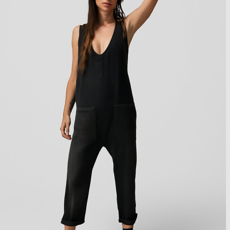 Carla - Jumpsuit met V Hals en Functionele Zakjes