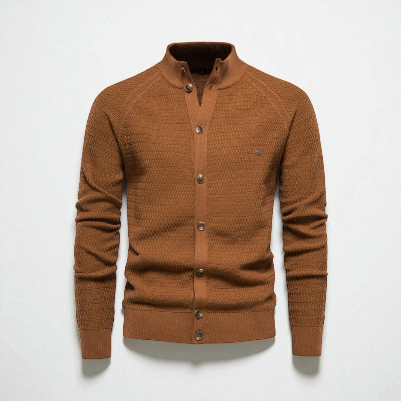 Malcolm - Lange Mouw Vest met Opstaande Kraag en Knoopsluiting