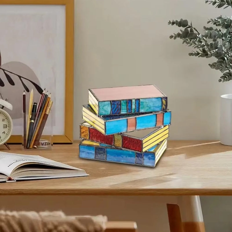 LumaStack – Moderne Decoratieve Boekvormige Tafellamp met Meerkleurige Mozaïek