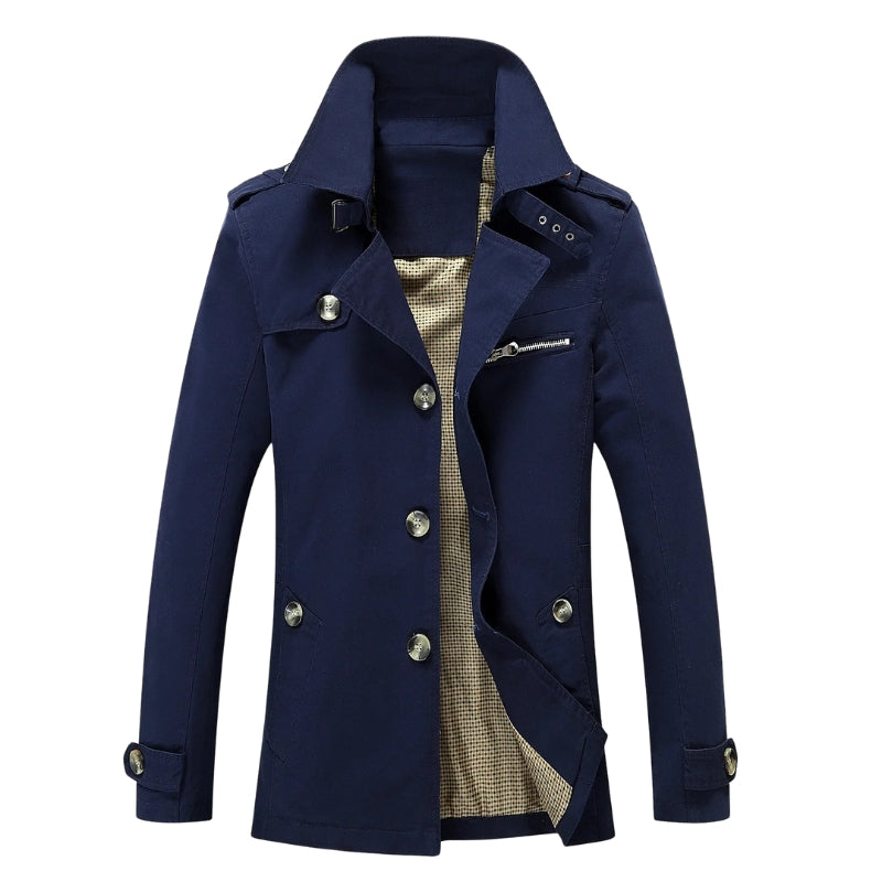 Easton - Lange trenchcoat met knoopsluiting en meerdere zakken