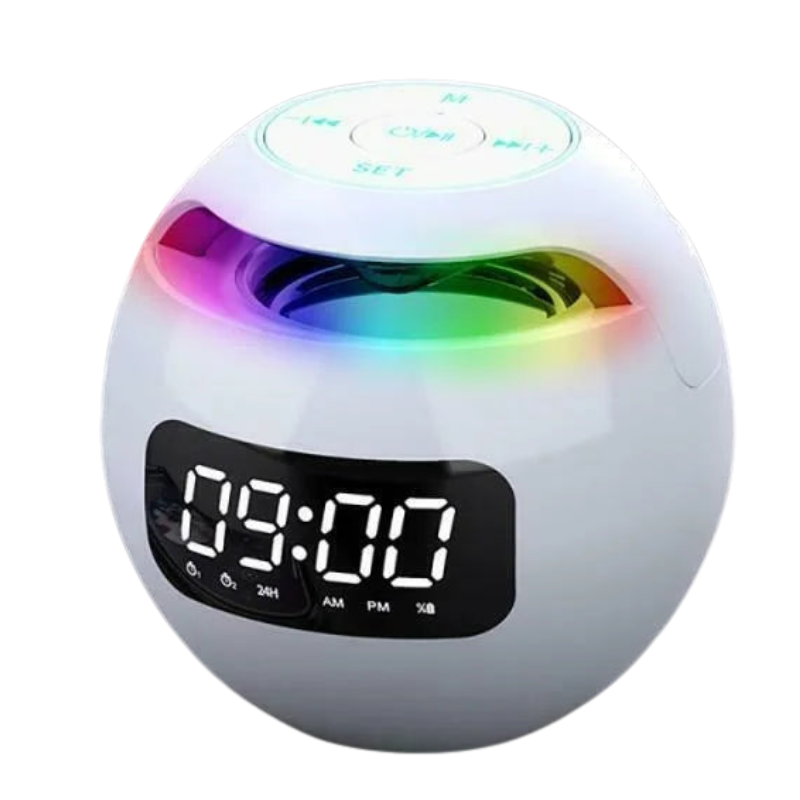 EchoGlow – Bluetooth Wekker Speaker met LED-display en Kleurrijk Nachtlampje