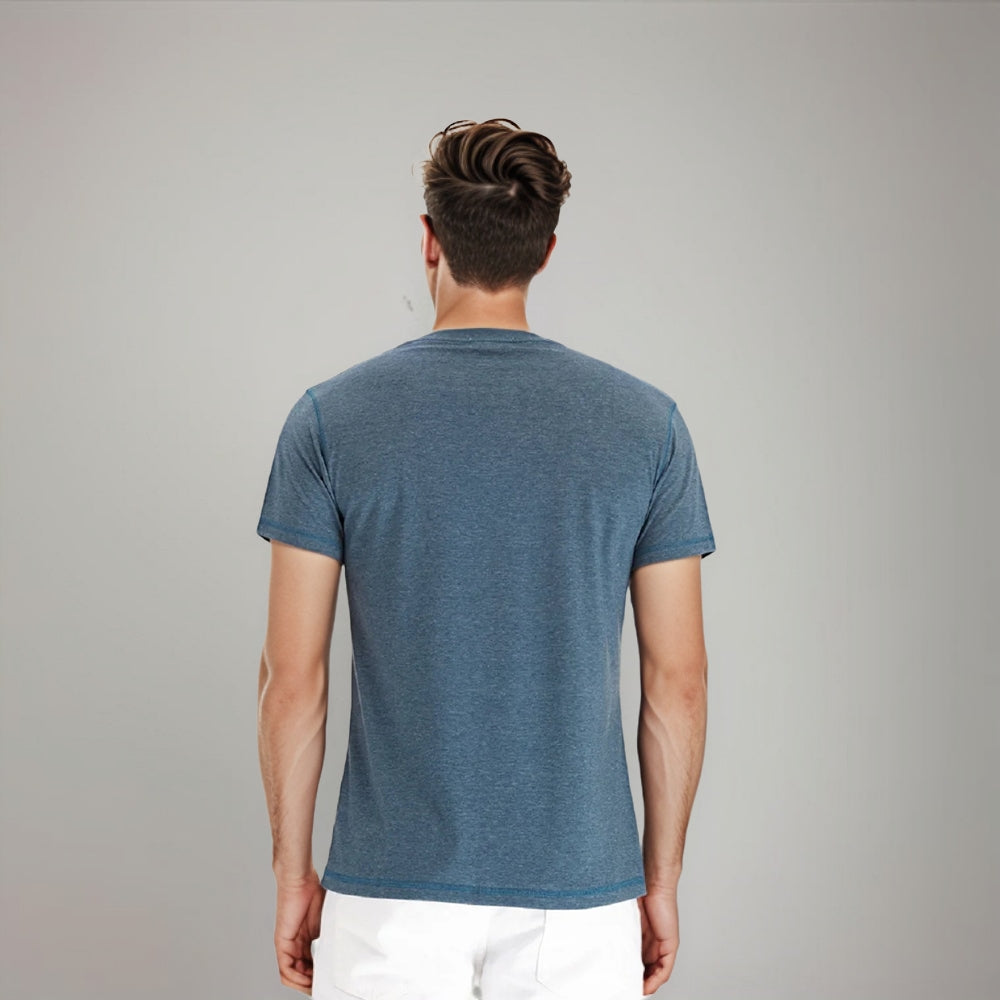 Stefan - Henley Kraag Slim Fit T Shirt met Korte Mouwen