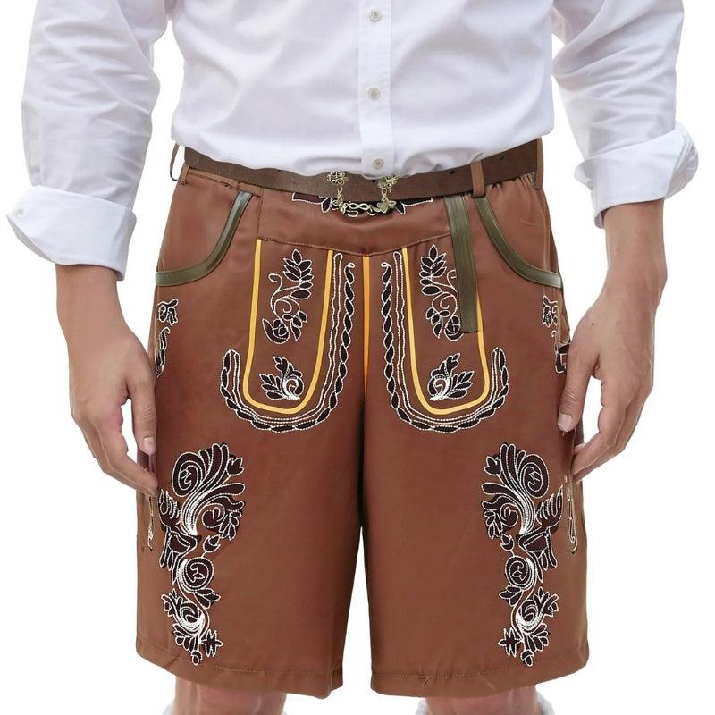 Thomas – Geborduurde Shorts met Bloemenmotief Riem en Zakken