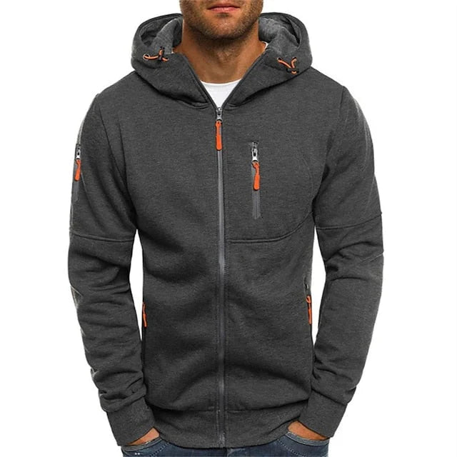 Bastian - Casual Hoodie met lange mouwen rits en zakken