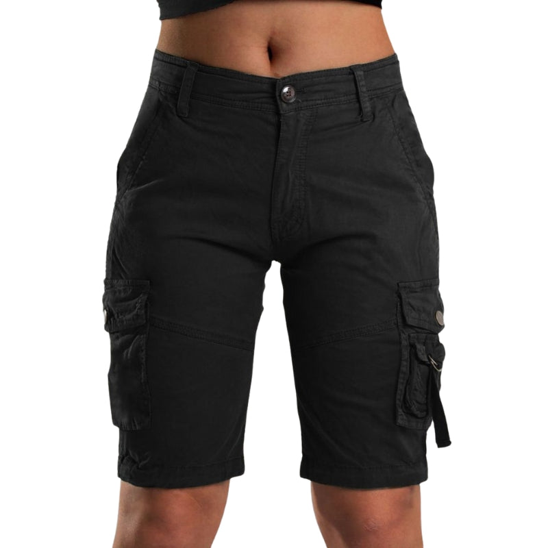 Lena – Dames Flex Cargo Shorts met Verstelbare Taille en Opbergzakken
