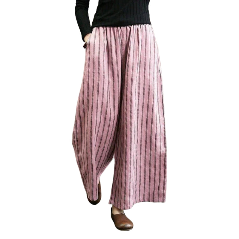 Raya – Wijde pijpen Gestreepte broek met zijzakken en relaxte pasvorm
