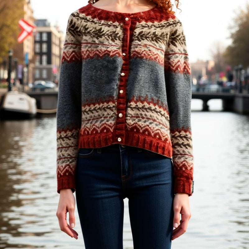Jasmine – Vest met Lange Mouwen Ronde Hals en Knopen aan de Voorkant