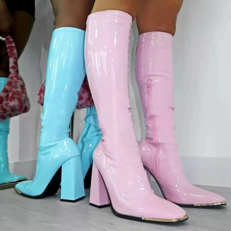 Brittany - Kniehoge Laarzen met Zijrits en Hoge Hakken