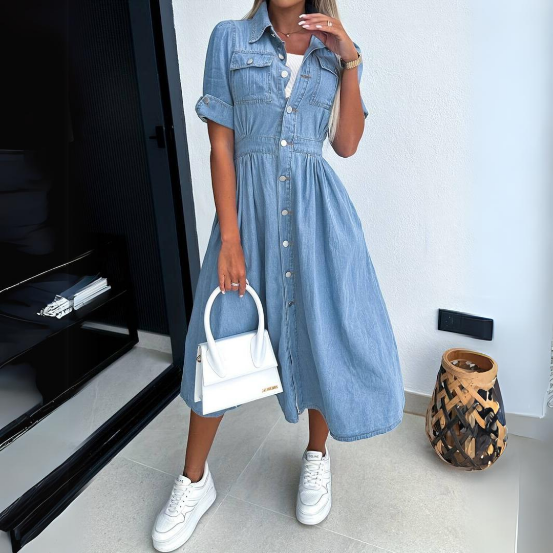 DenimGrace™ - Stijlvolle Jurk In Denim
