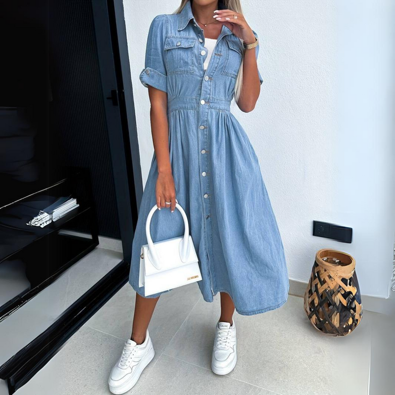 DenimGrace™ - Stijlvolle Jurk In Denim