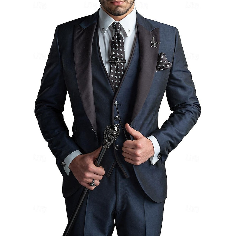 Leon – Driedelig Herenpak met Revers Blazer, Gilet en Tailored Broek