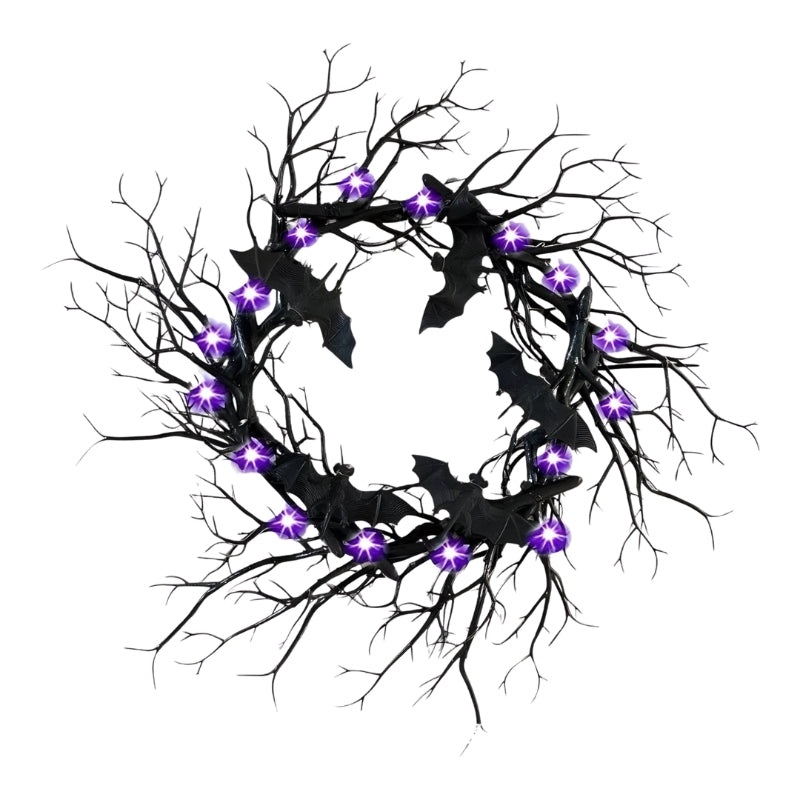 SpiderSpook – LED Halloweenkrans met vampier en spin voor deuren en ramen
