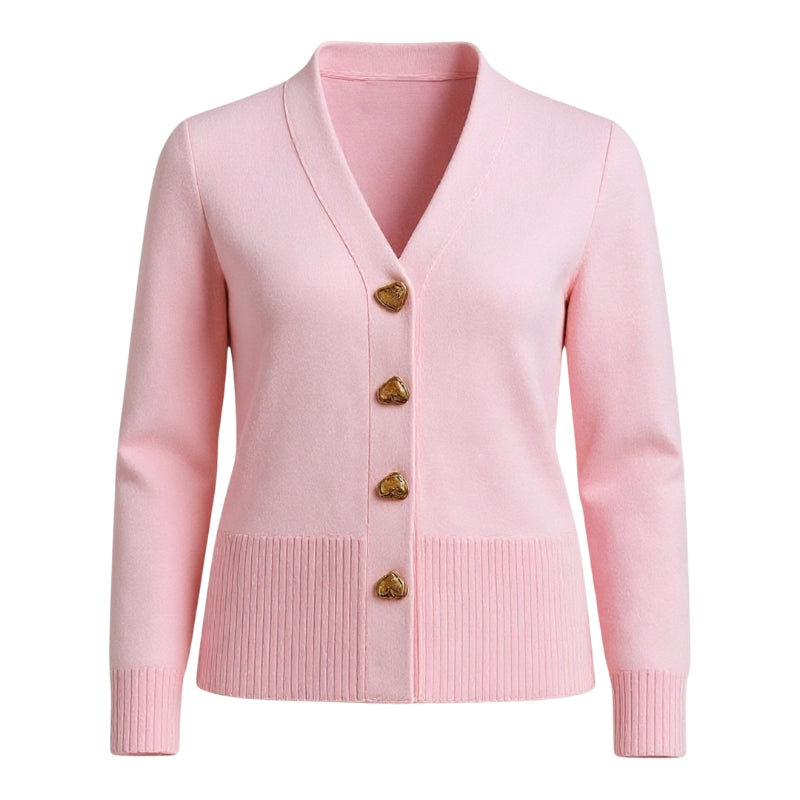 Riley – Cardigan met V hals en decoratieve knoopdetails