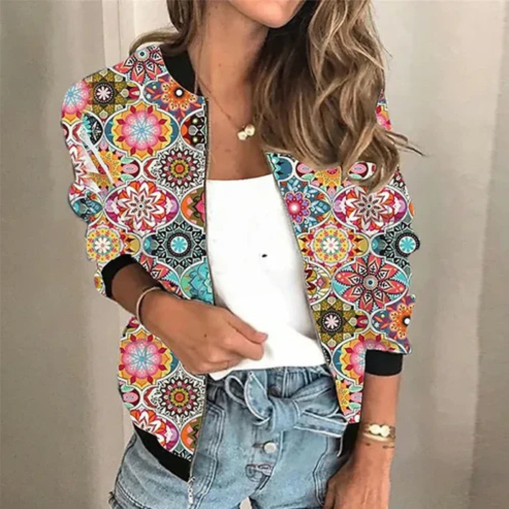 Evelyn – Stijlvol jasje met ritssluiting en printpatronen